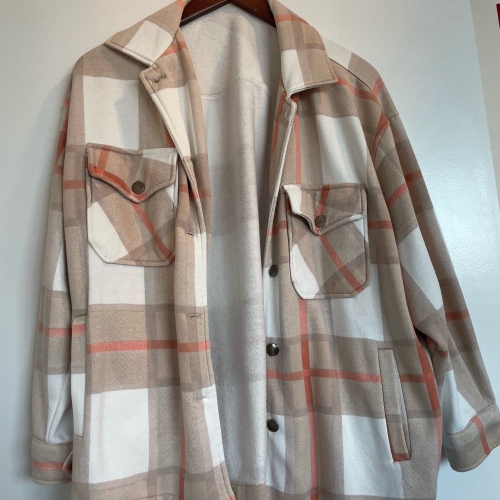 Nasty Gal Tan & Cream Lightweight Shirt Jacket